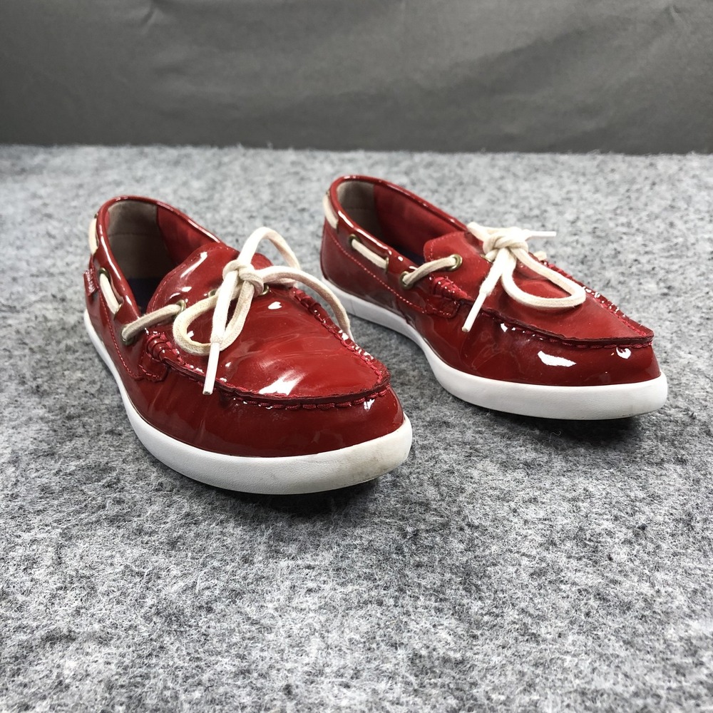 Cole Haan Boat Shoes Womens Size 7 Red Patent Leather Slip Resistant Casual